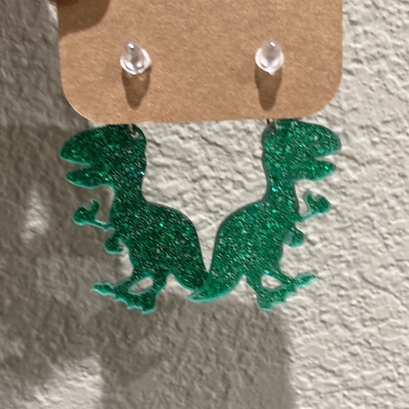 Christmas Dinosaurs Earrings - NEW - Picture 2 of 3